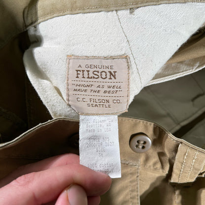 80s Filson Tincloth Double Knee Waxed Pants- 35x31