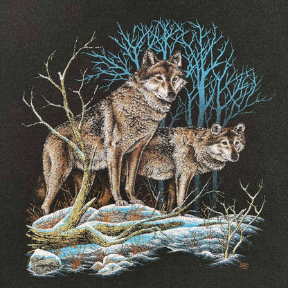90s Faded Black Wolves Sweatshirt- XL