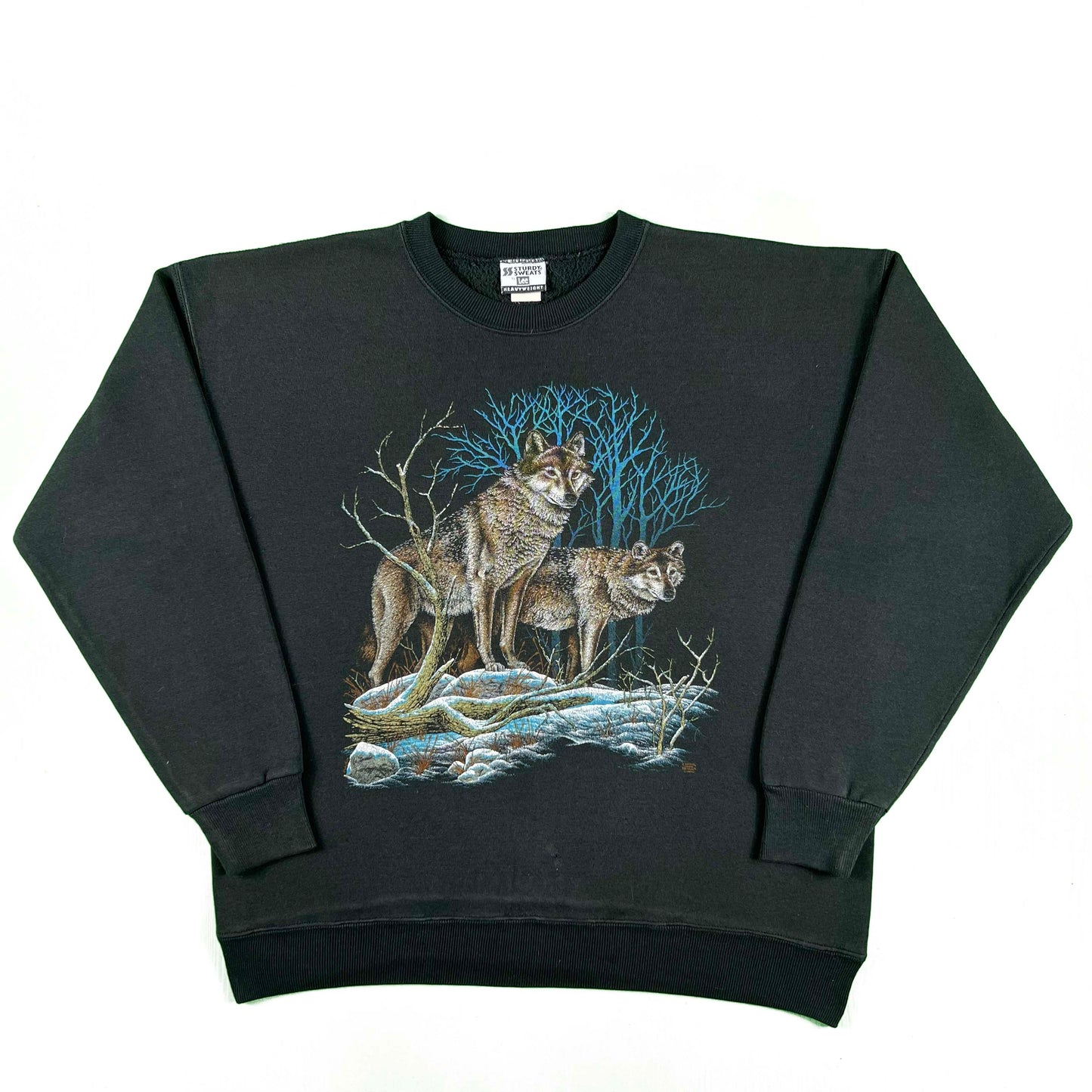 90s Faded Black Wolves Sweatshirt- XL