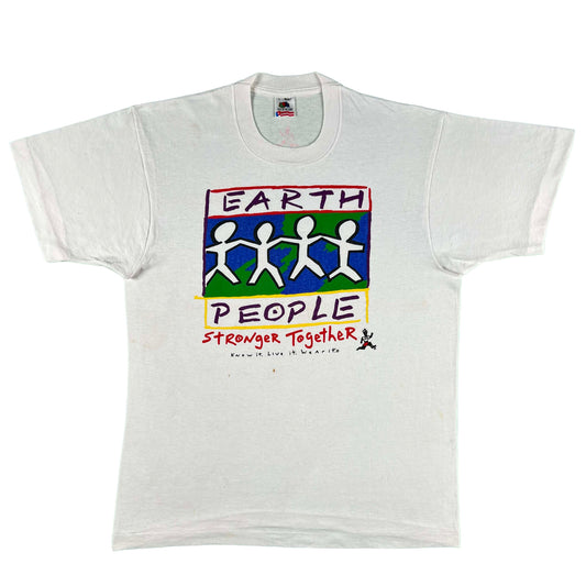 90s Earth People Stronger Together Tee- L