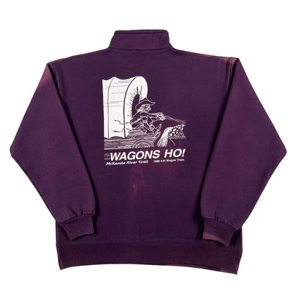 90s Sun Faded 'WAGONS HO!' 1/4 Zip Sweatshirt- L
