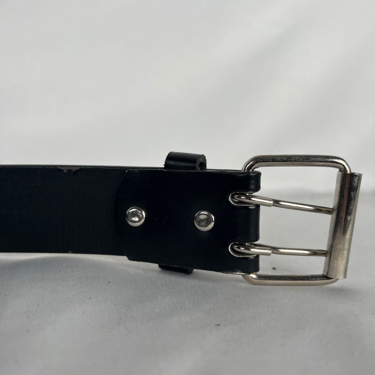 Black Leather Metal Grommet Belt- 28"-32"