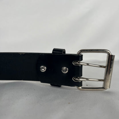 Black Leather Metal Grommet Belt- 28"-32"