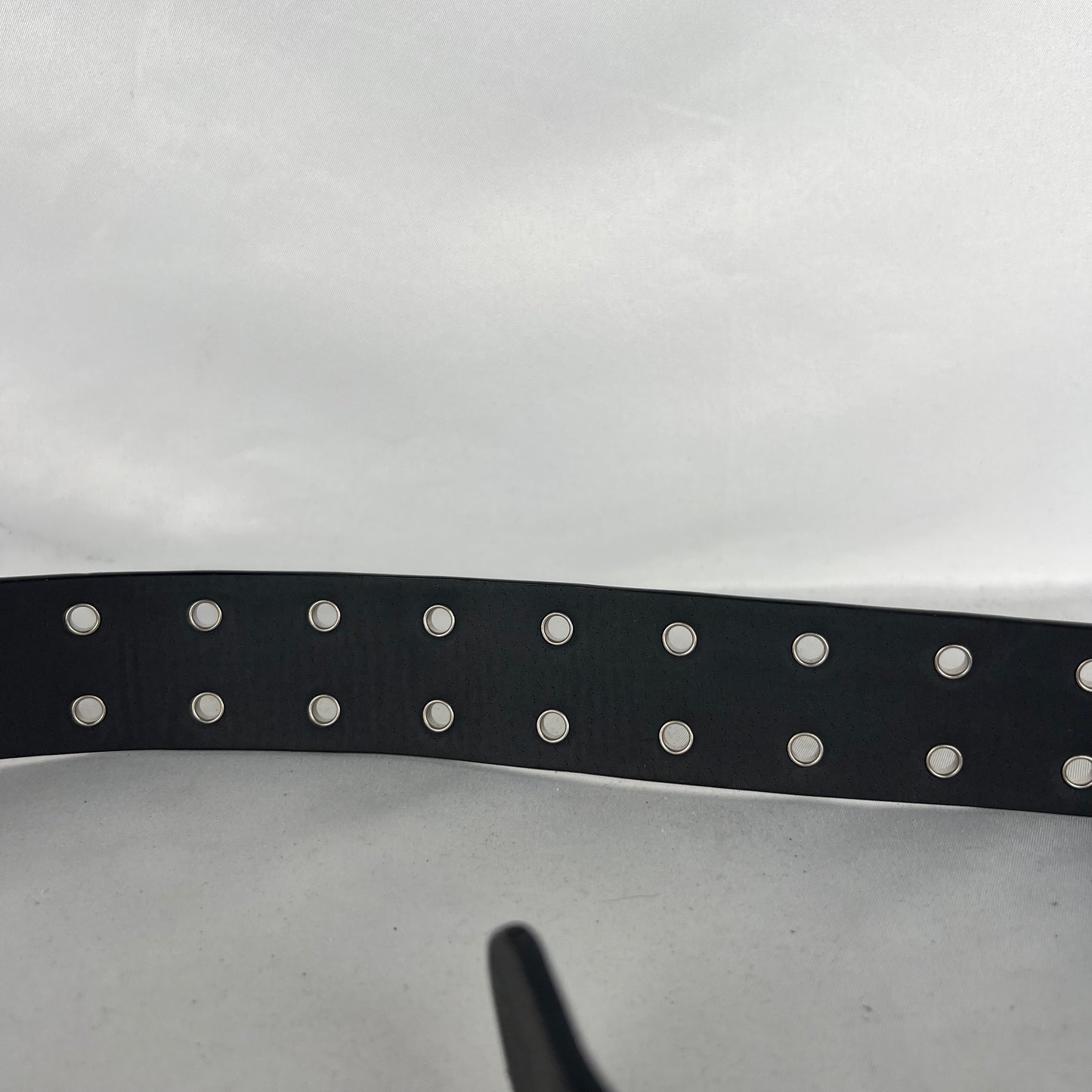 Black Leather Metal Grommet Belt- 28"-32"