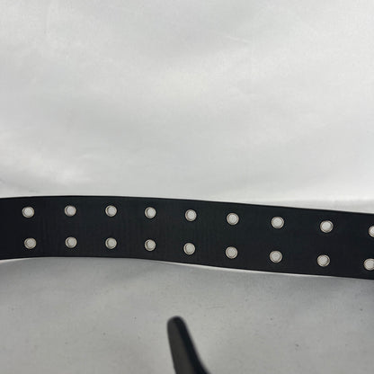 Black Leather Metal Grommet Belt- 28"-32"
