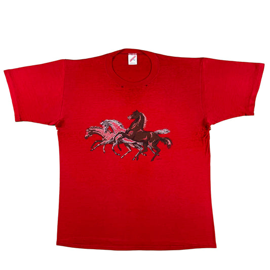 80s Nice n Thin Red Horses Tee- L