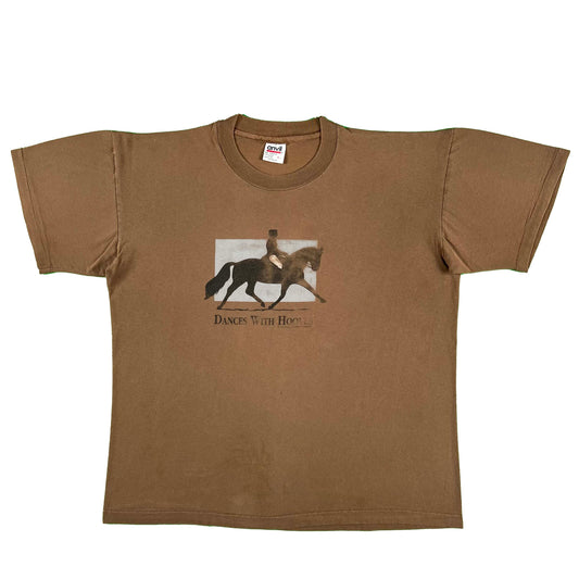 90s Sun Faded 'Dances With Hooves' Horse Tee- L