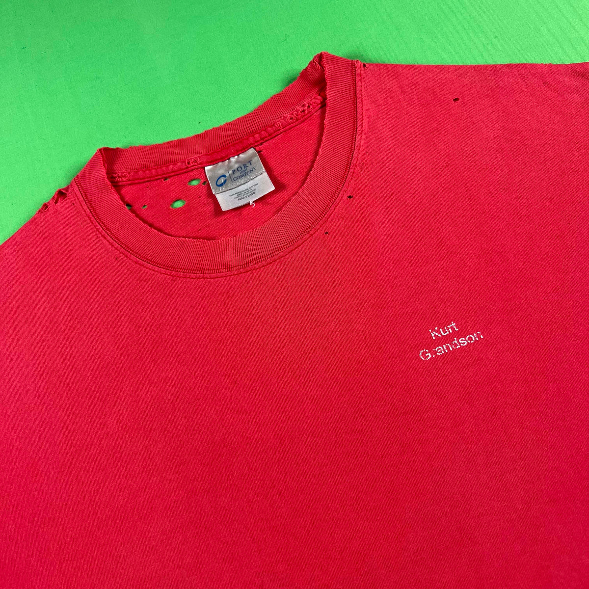 00s Sun Faded & Safety Pinned Grandson Tee- L