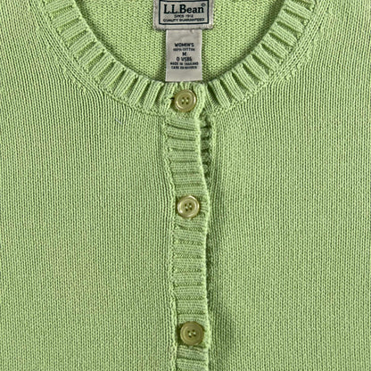 00s L.L. Bean Matcha Green Cotton Knit Cardigan- S