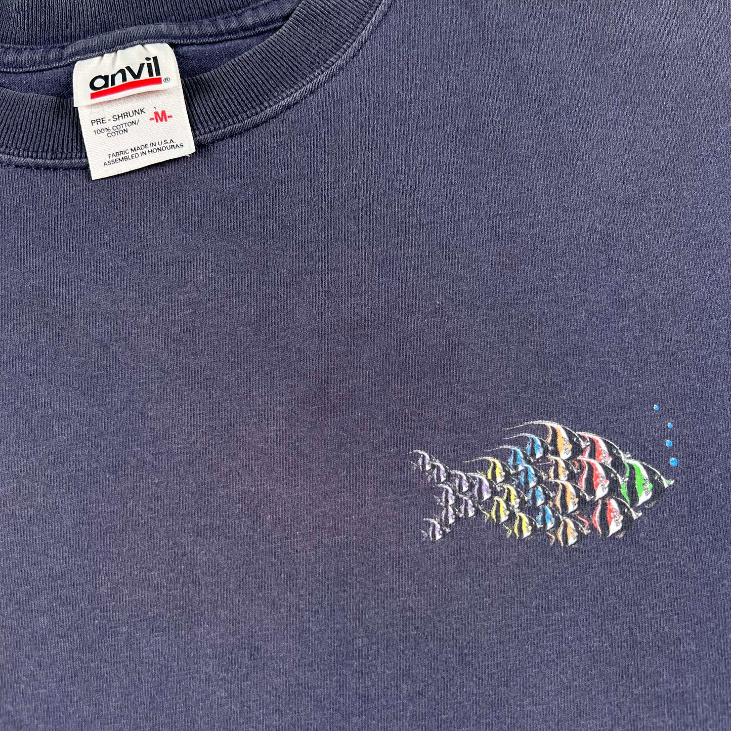 00s Sun Faded Navy Fish Tee- M