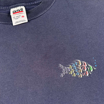 00s Sun Faded Navy Fish Tee- M