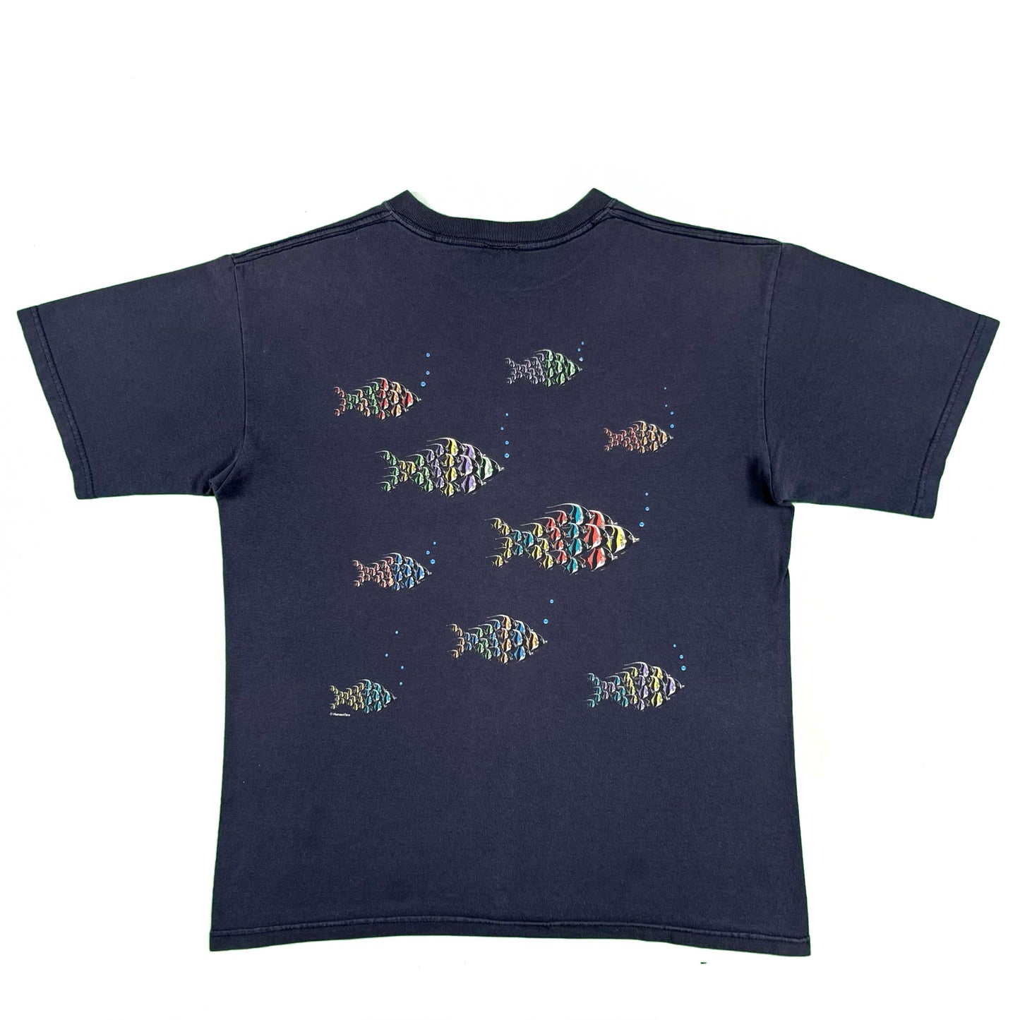 00s Sun Faded Navy Fish Tee- M