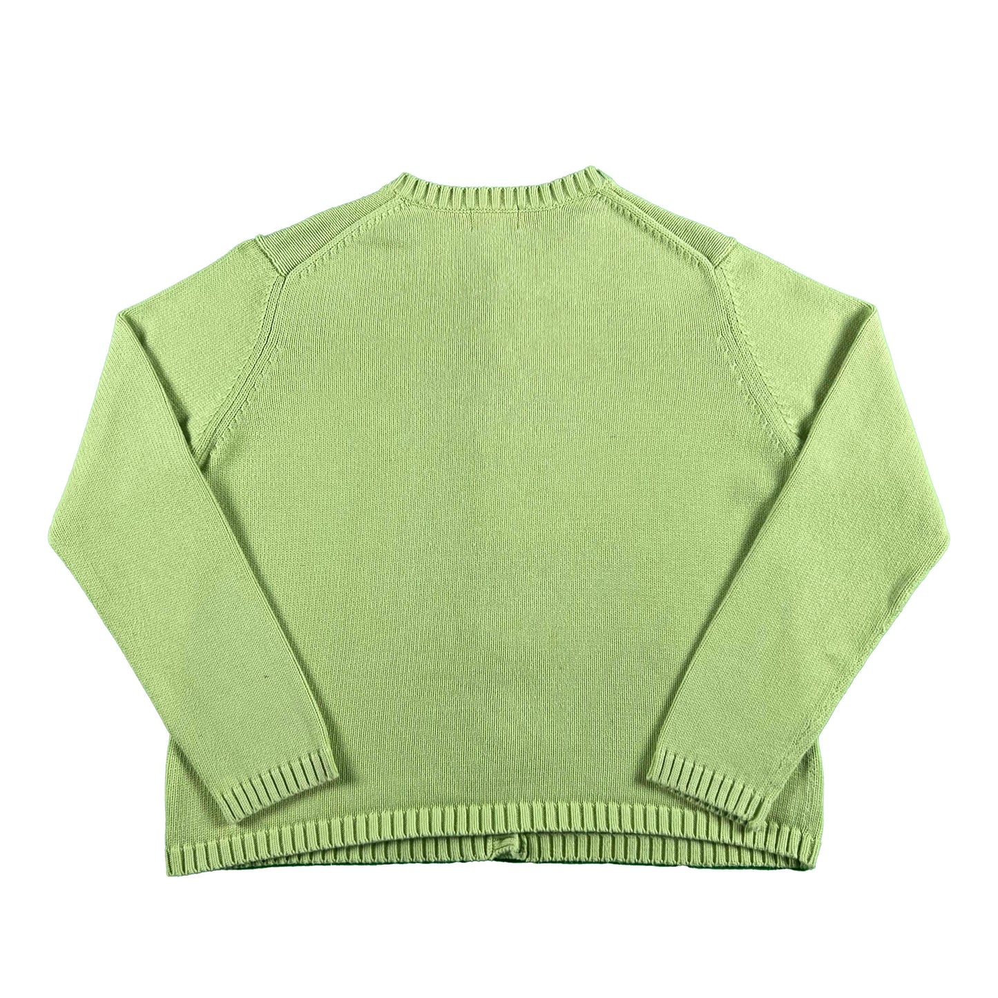 00s L.L. Bean Matcha Green Cotton Knit Cardigan- S