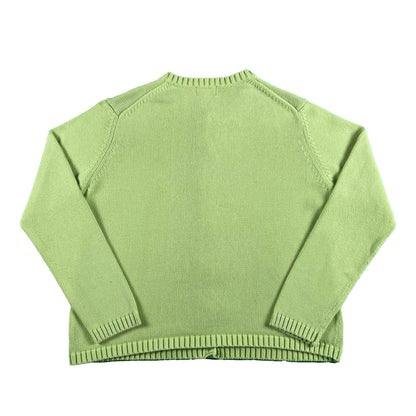 00s L.L. Bean Matcha Green Cotton Knit Cardigan- S
