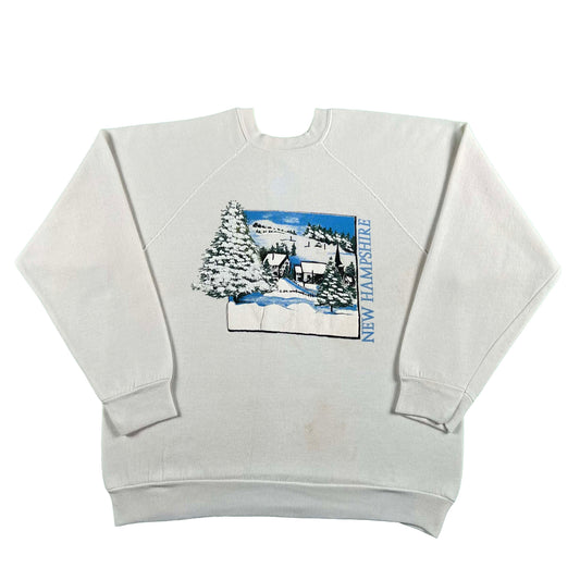 80s Snowy New Hampshire Scene Sweatshirt- XL