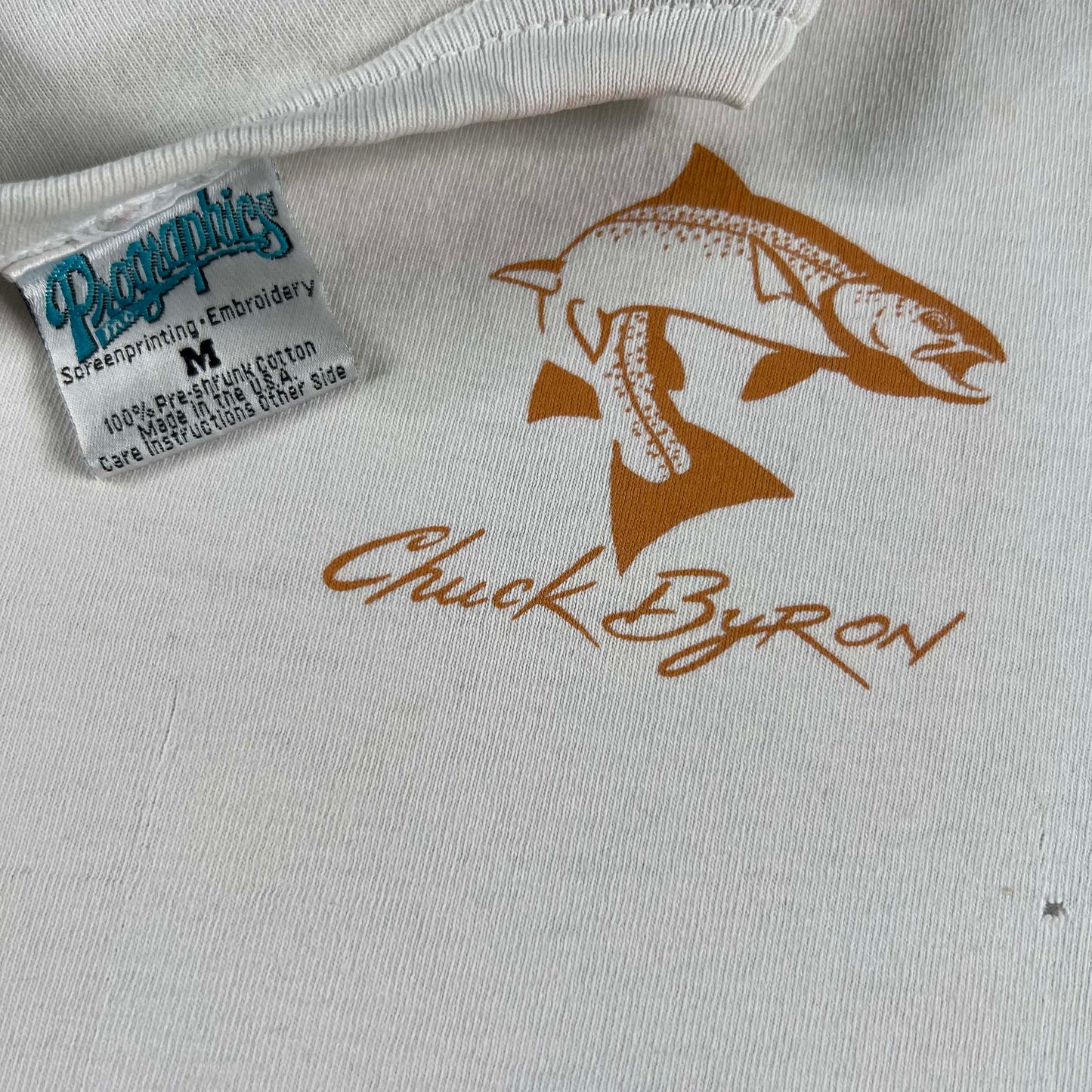 90s Chuck Byron Brown Trout Art Tee- M