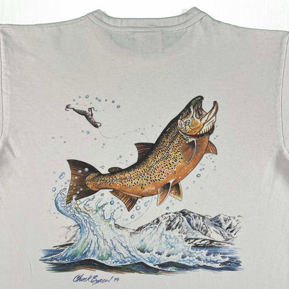90s Chuck Byron Brown Trout Art Tee- M