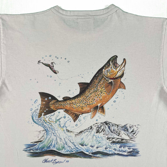 90s Chuck Byron Brown Trout Art Tee- M