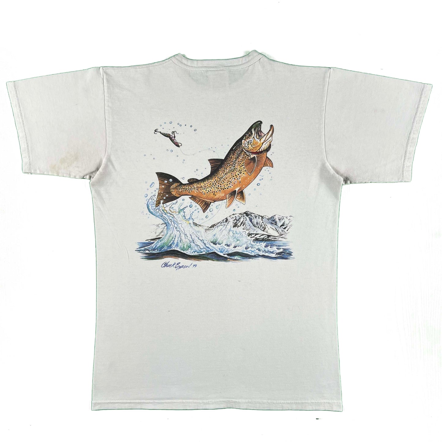 90s Chuck Byron Brown Trout Art Tee- M
