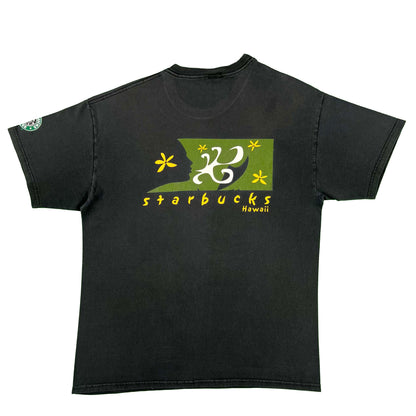90s/00s Faded Black Starbucks Hawaii Tee- L