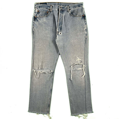 90s Levi's Thrashed Raw Hem 501 Denim- 32x27