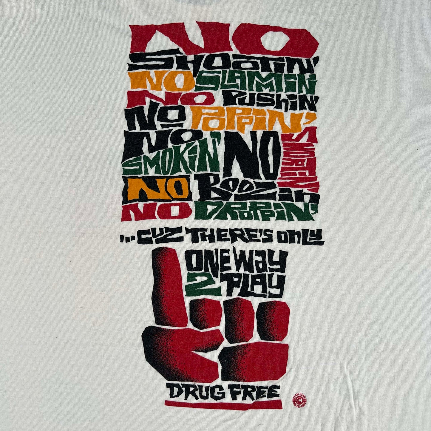 90s Drug Free Only Way 2 Play Tee- XL
