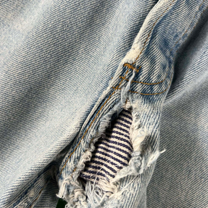 90s Levi's 501 Light Wash Repaired Denim- 36x30
