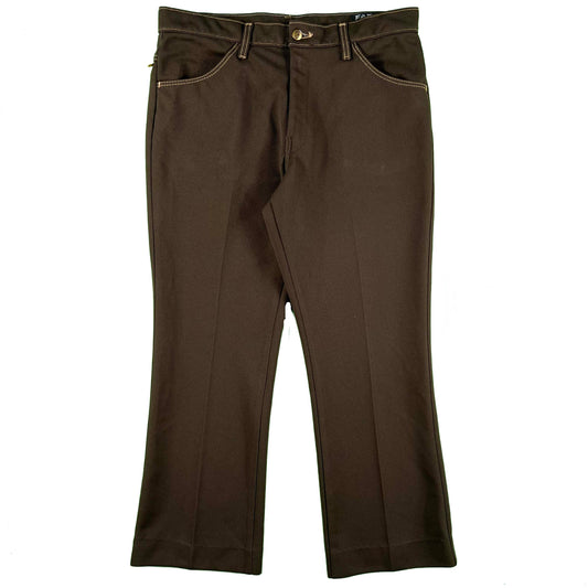 70s Farah Brown Contrast Stitch Trousers- 34x28