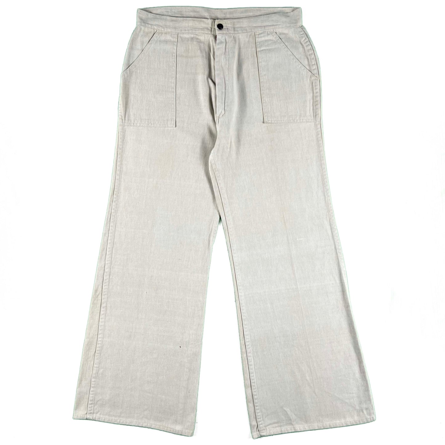 70s Flowy Linen Bell Bottoms- 30x28.5
