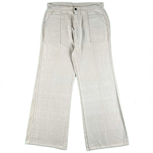 70s Flowy Linen Bell Bottoms- 30x28.5