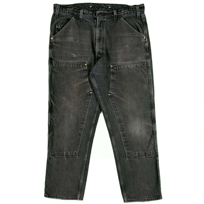 90s 'Wild Ass' Black Denim Double Knees- 38x30