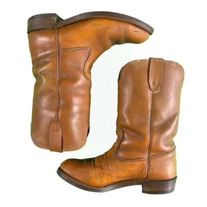 70s Dark Tan Cowboy Boots- 8 M's, 9.5 W's