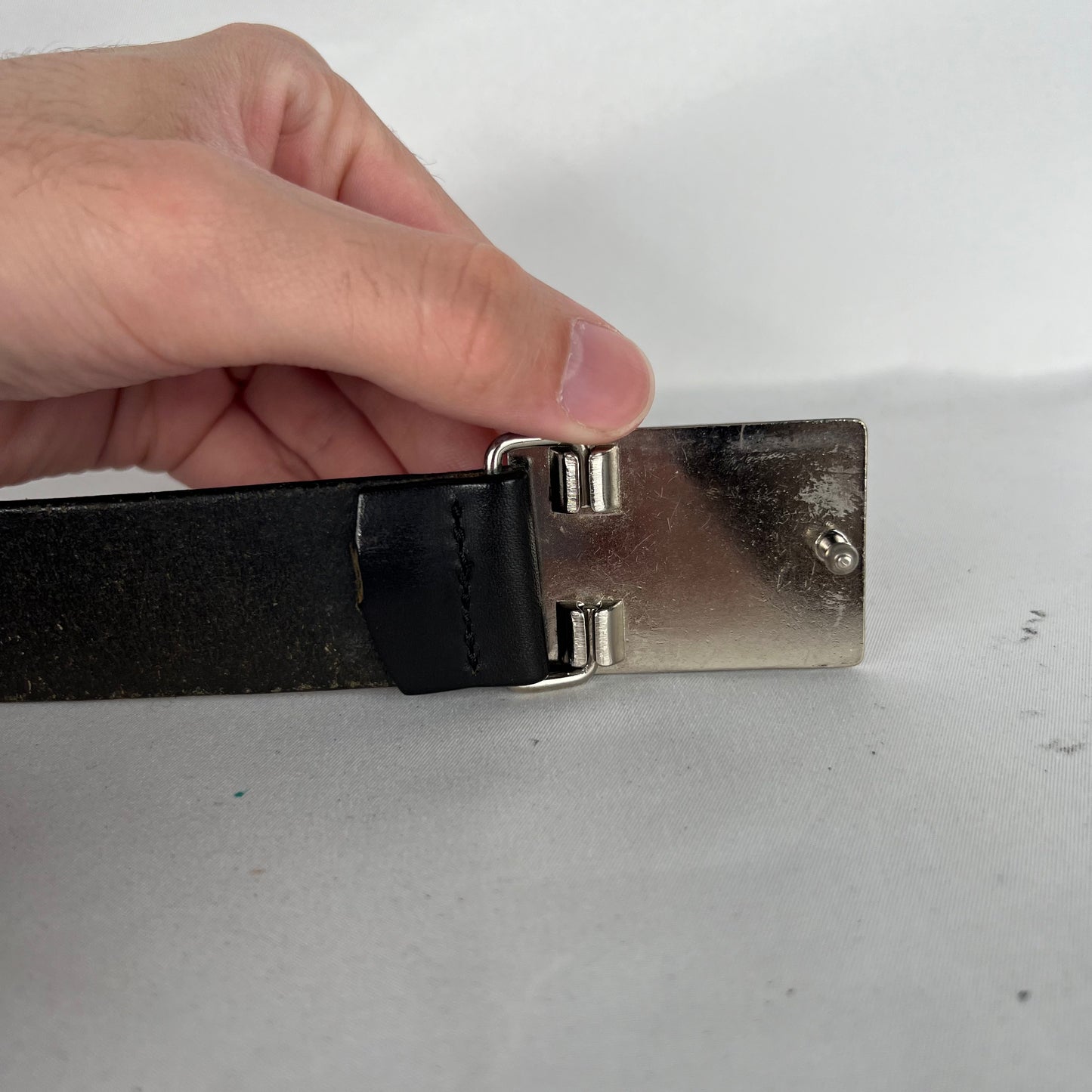 00s Gap Shiny Buckle Black Leather Belt- 32"-36"