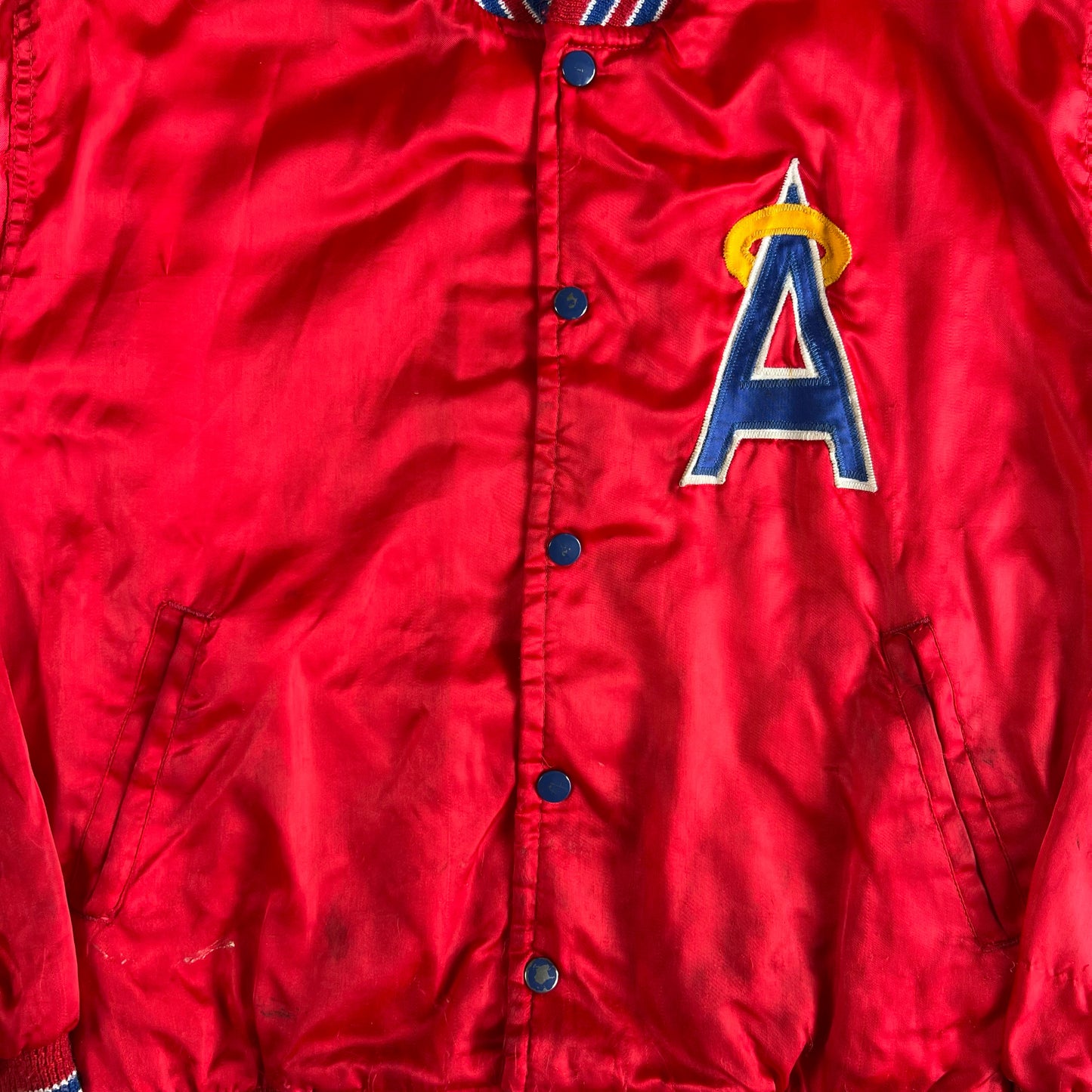 70s Boxy 'Angels' Satin Bomber Jacket- M