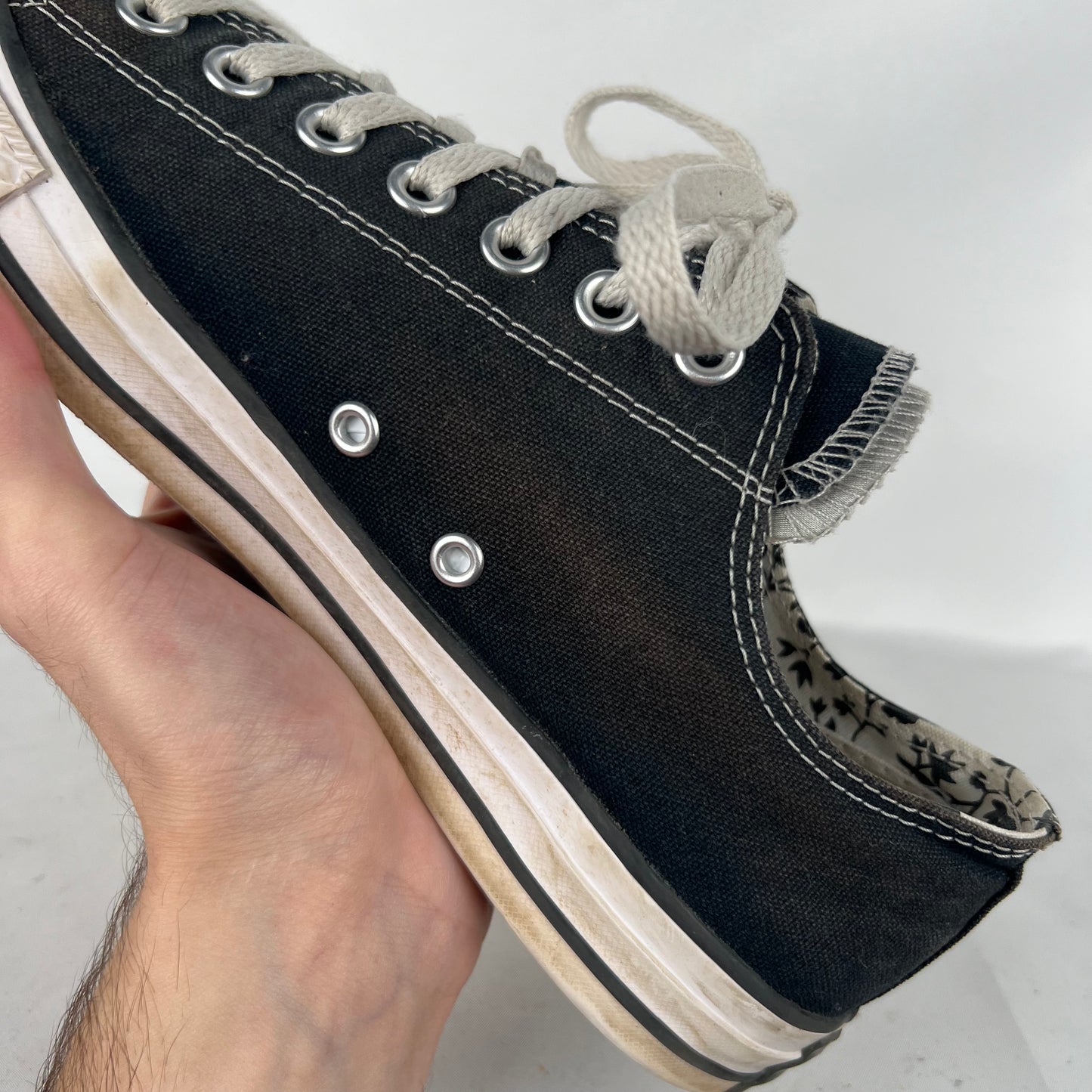 Faded Black Double Tongue Converse- M's 9, W's 10.5
