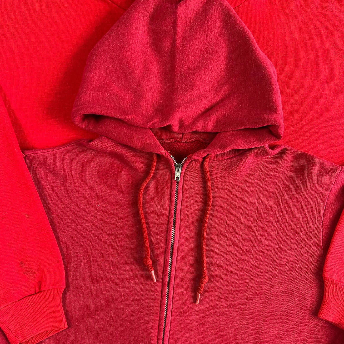 Vintage Blank Red Zip Up Hoodie- XS,M,L
