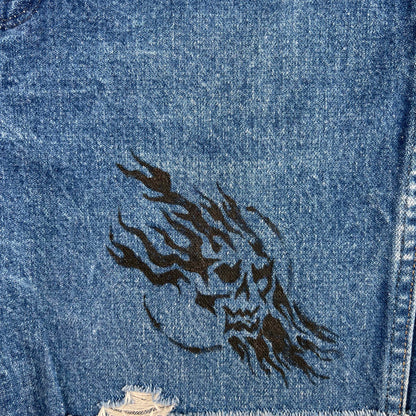 90s Flaming Skull Wrangler Denim Shorts- 32x6.5