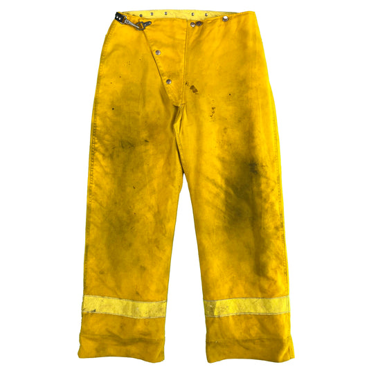 80s Yellow Firefighter Clasp Pants- 33-35x29