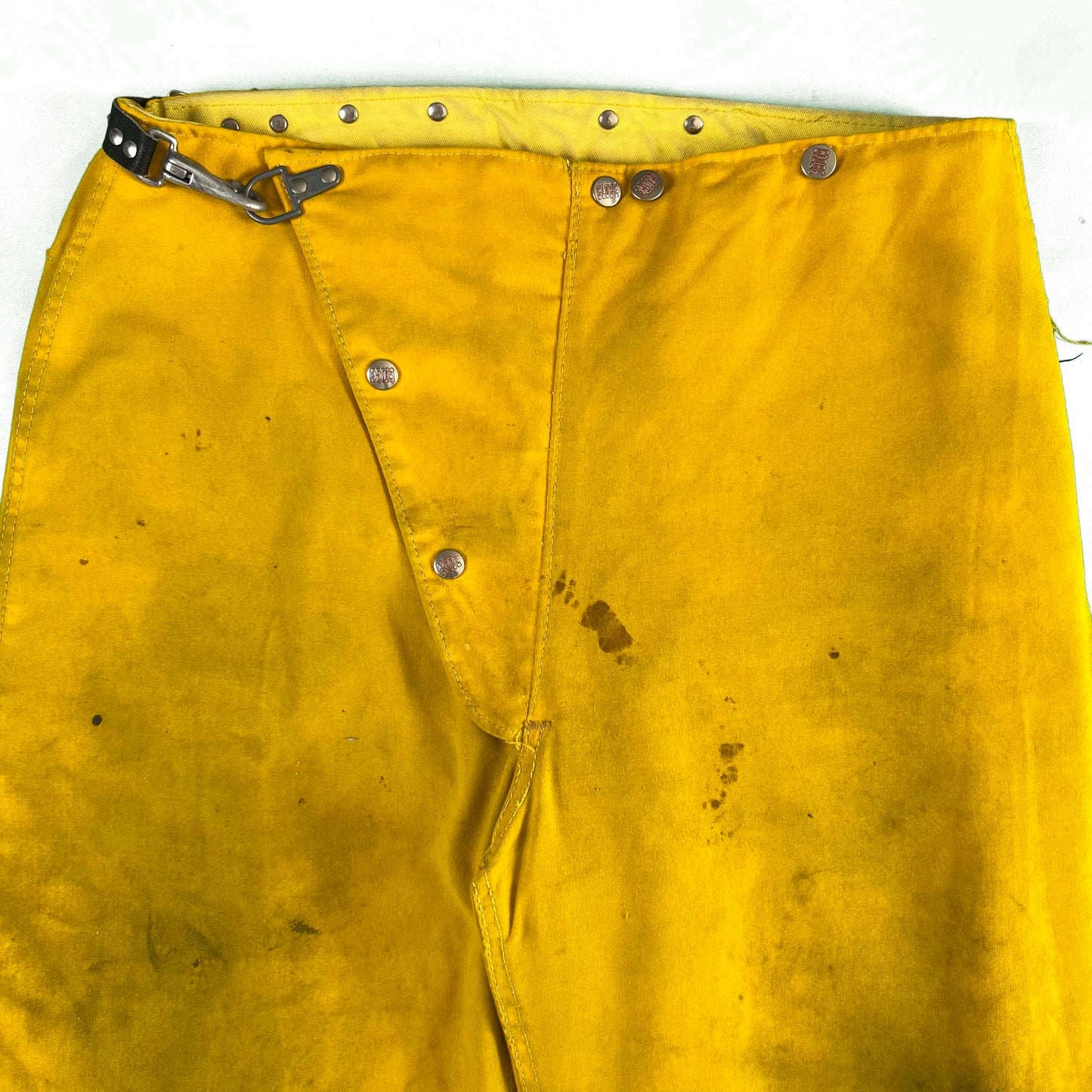 80s Yellow Firefighter Clasp Pants- 33-35x29