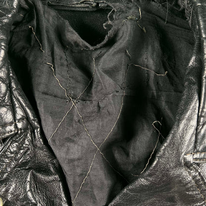 80s Black Leather Biker Jacket- M