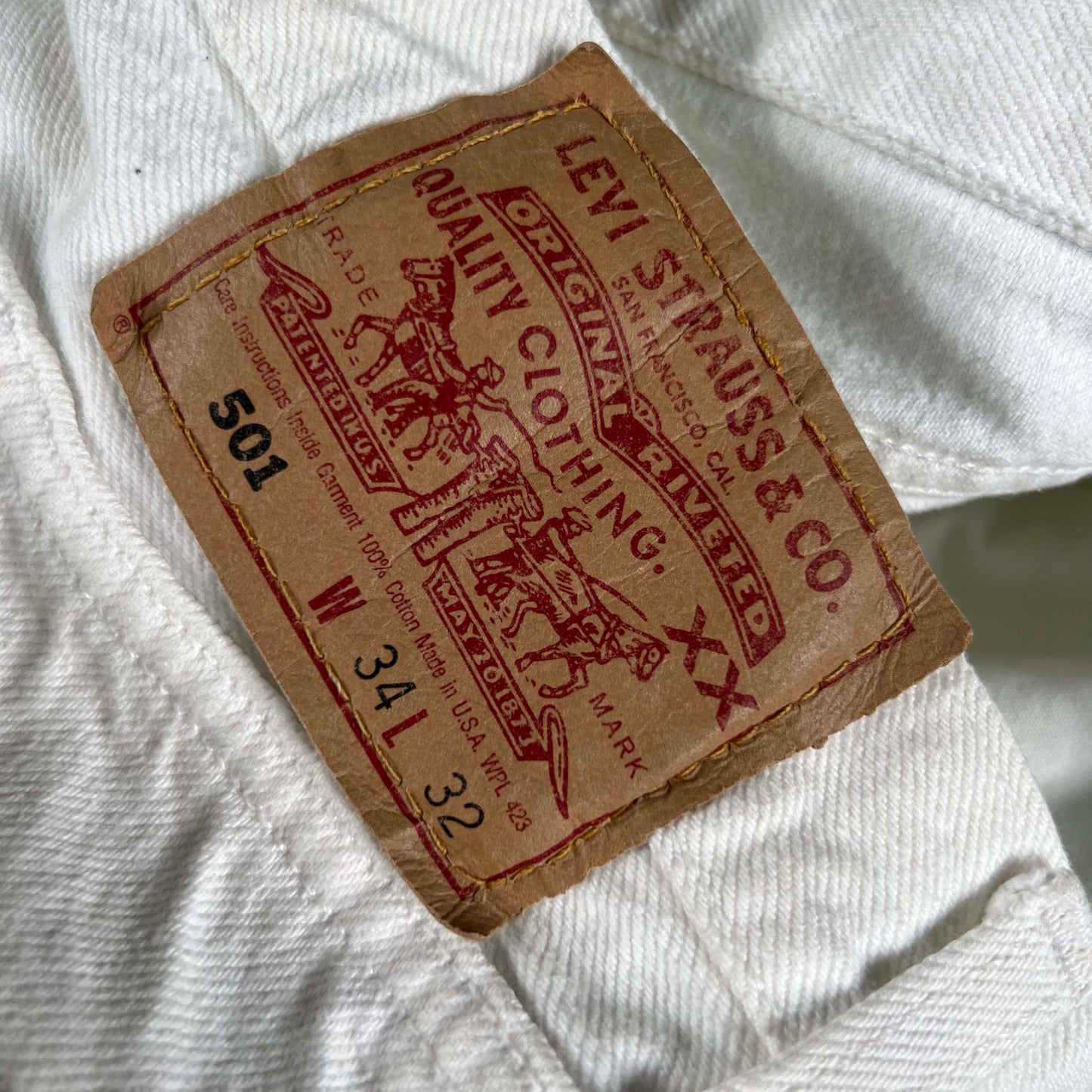 90s Levi's 501 White Denim- 33x31