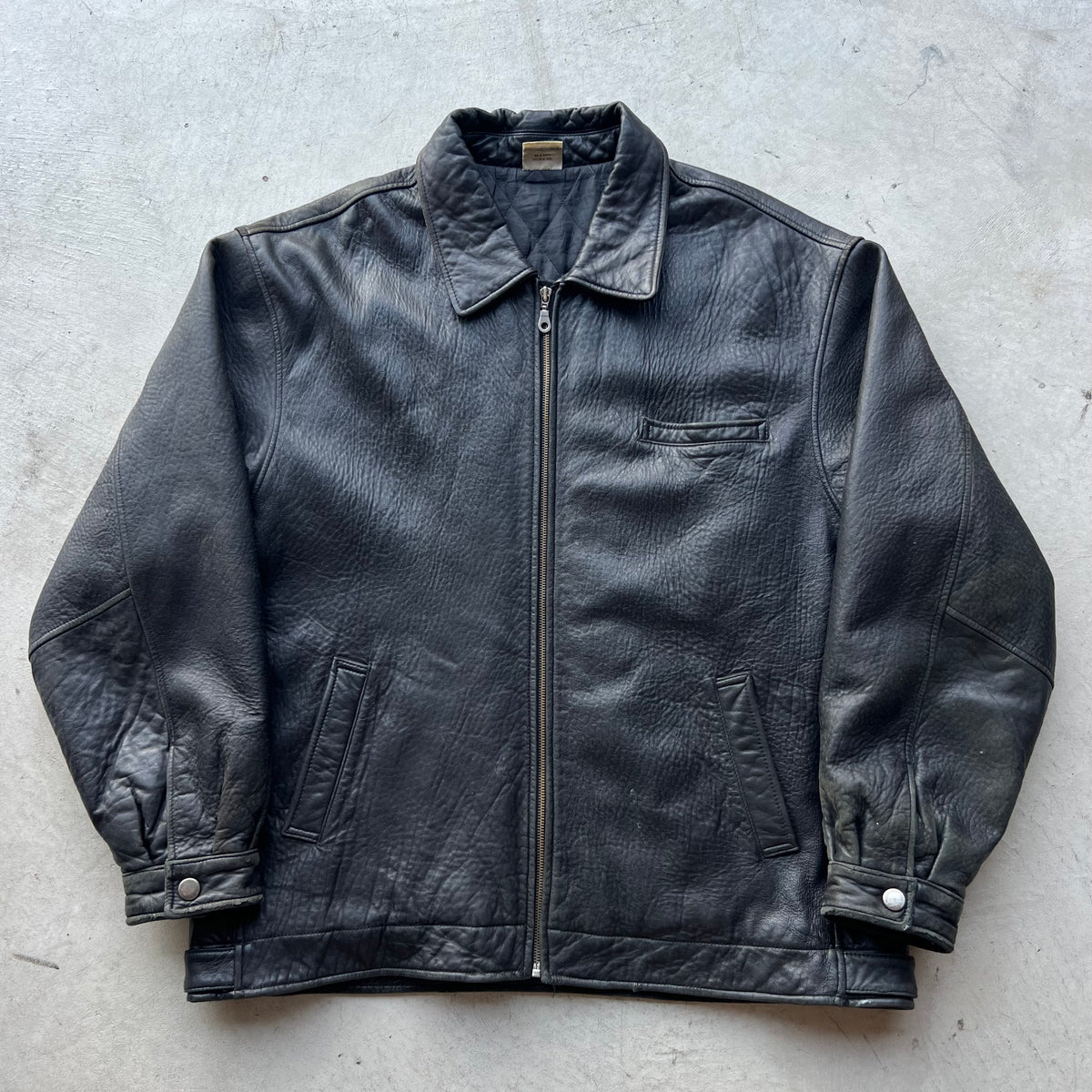 00s Patina Black Leather Jacket- XL