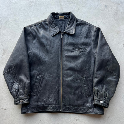 00s Patina Black Leather Jacket- XL