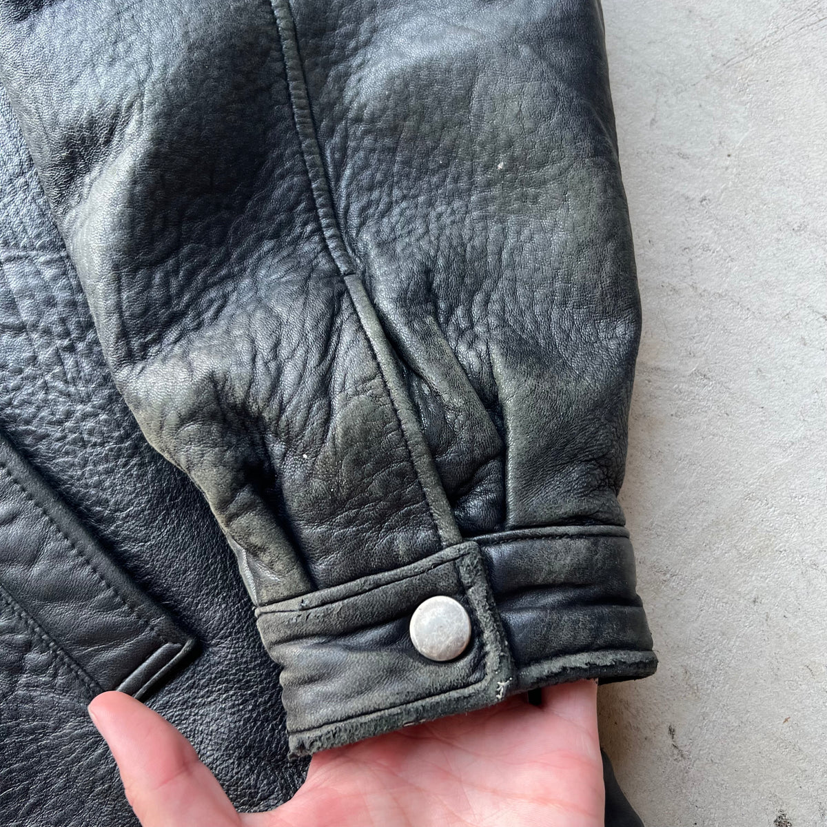 00s Patina Black Leather Jacket- XL