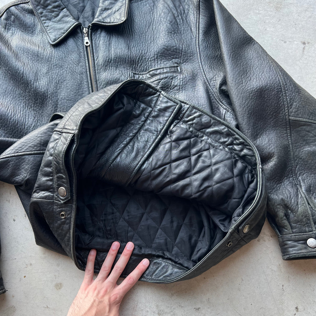 00s Patina Black Leather Jacket- XL