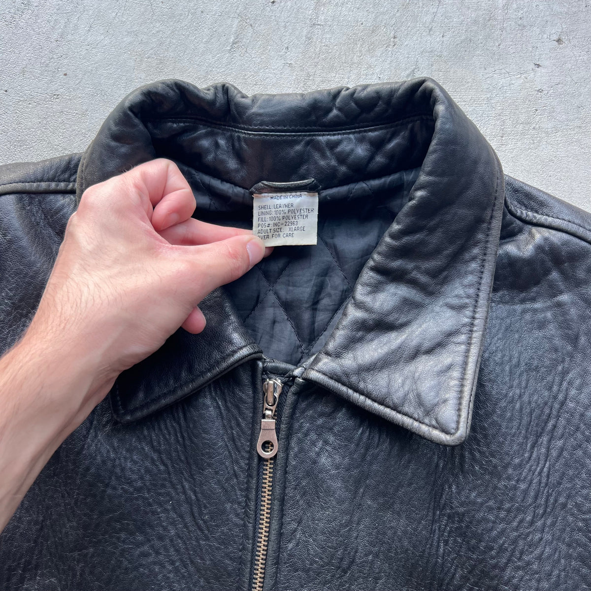00s Patina Black Leather Jacket- XL