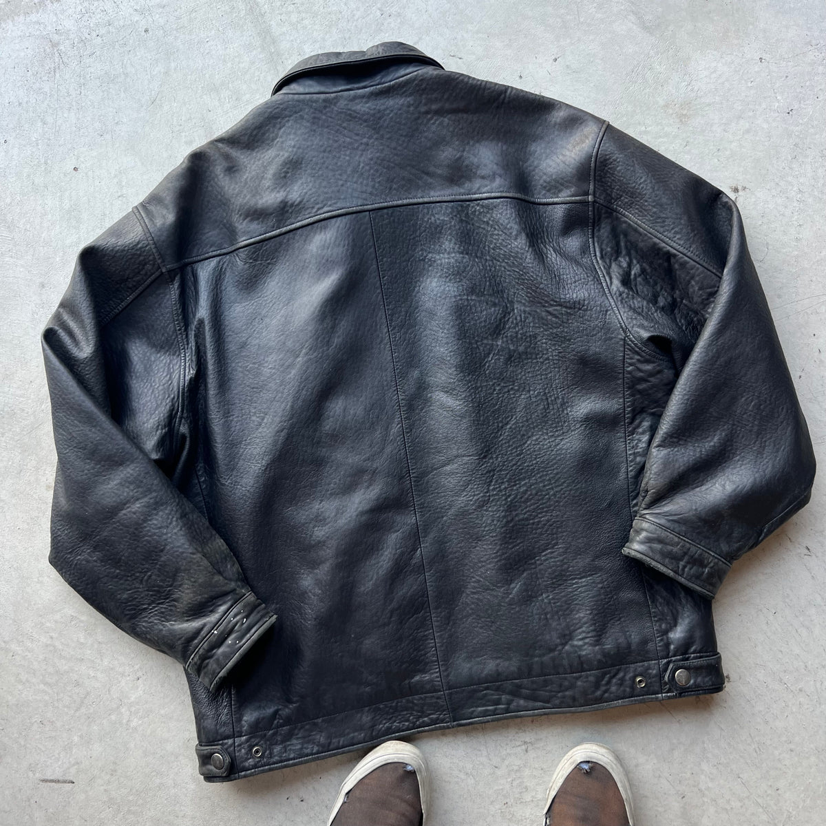 00s Patina Black Leather Jacket- XL
