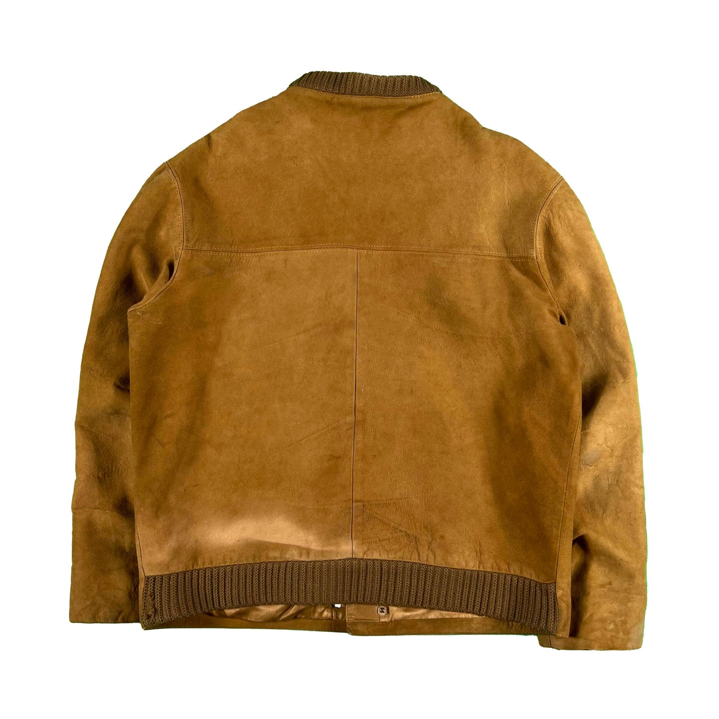 40s/50s Tan Suede Leather Bomber Jacket- L