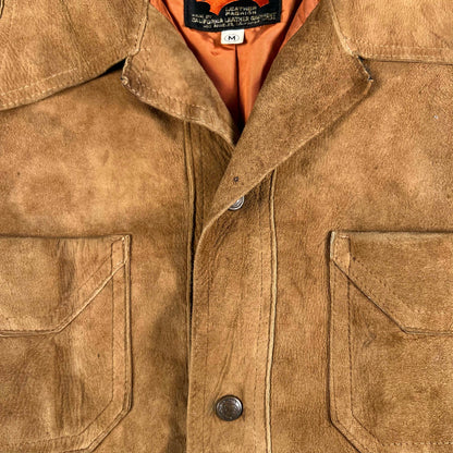 50s/60s 'Golden State' Tan Suede Leather Two Pocket Jacket- M