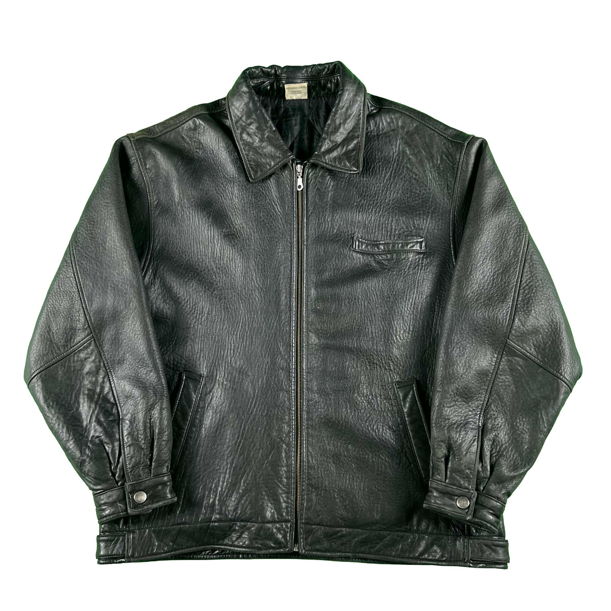 00s Patina Black Leather Jacket- XL